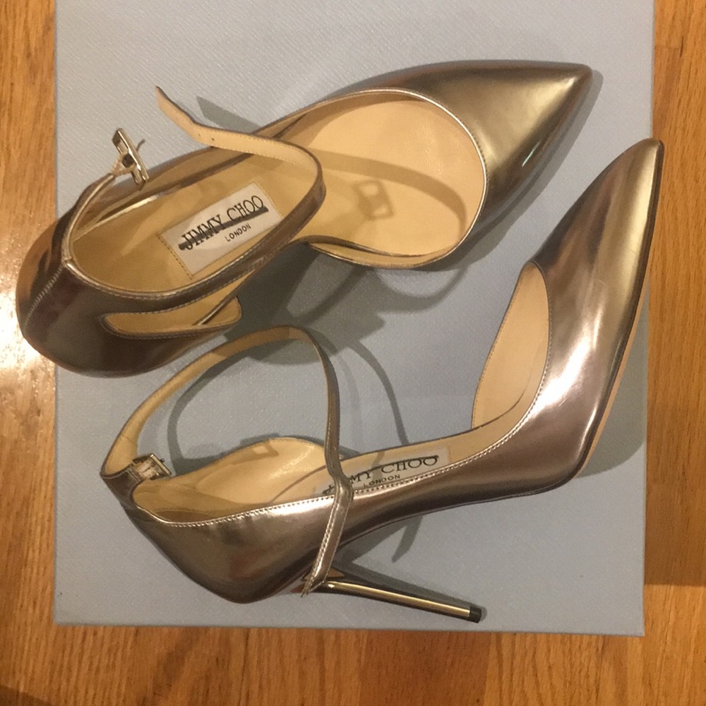 Jimmy Choo "Lucy 100" Half-d'Orsay Metallic Pump